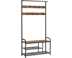 MIRA Home - Kapstok - Kledingrek - Schoenenrek - Opbergrek - Vintage - 30x85x180,5