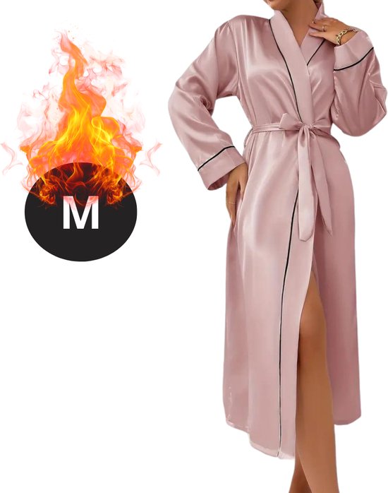 Nivard Satijnen Jurk - Slipdress - Pyama Dames - Badjas - Ochtendjas - Kimono - Erotisch - Kamerjas - Roze M