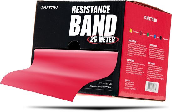 Matchu Sports Oefenband - Weerstandsband - Krachttraining - Resistance band - Rood - 25m
