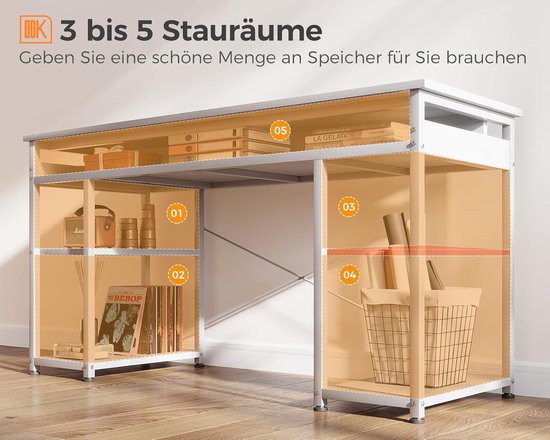 COMHOMA Gamingtafel met stopcontact, 120 x 80 cm, bureau, hoekbureau