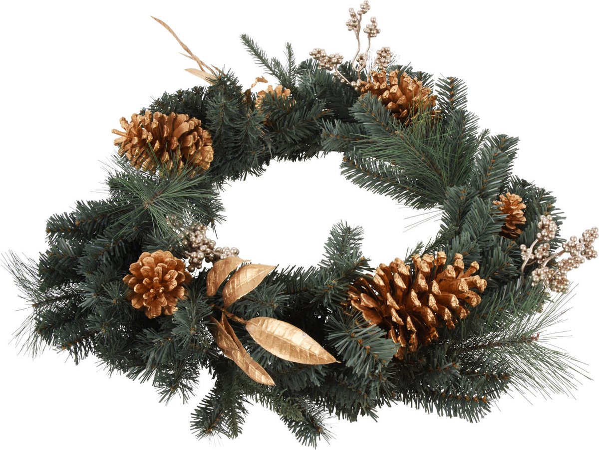 Feestelijke kerstdecoratie, gouden versieringen