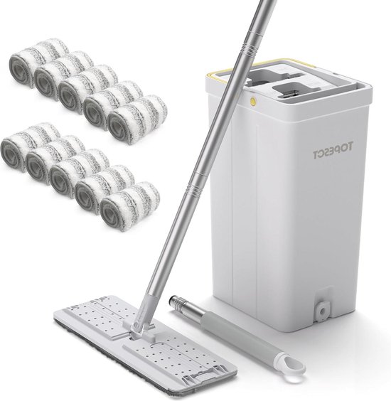 Efficiënte Mop- En Emmerset Met Uitwringer En Herbruikbare Microvezeldoeken Voor Vloer En Muurreiniging