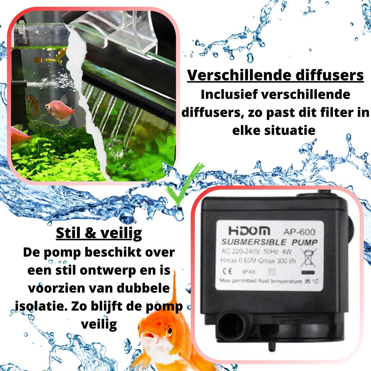 AquaKonings Aquariumfilter 600L/H 70L-150L thumbnail 4