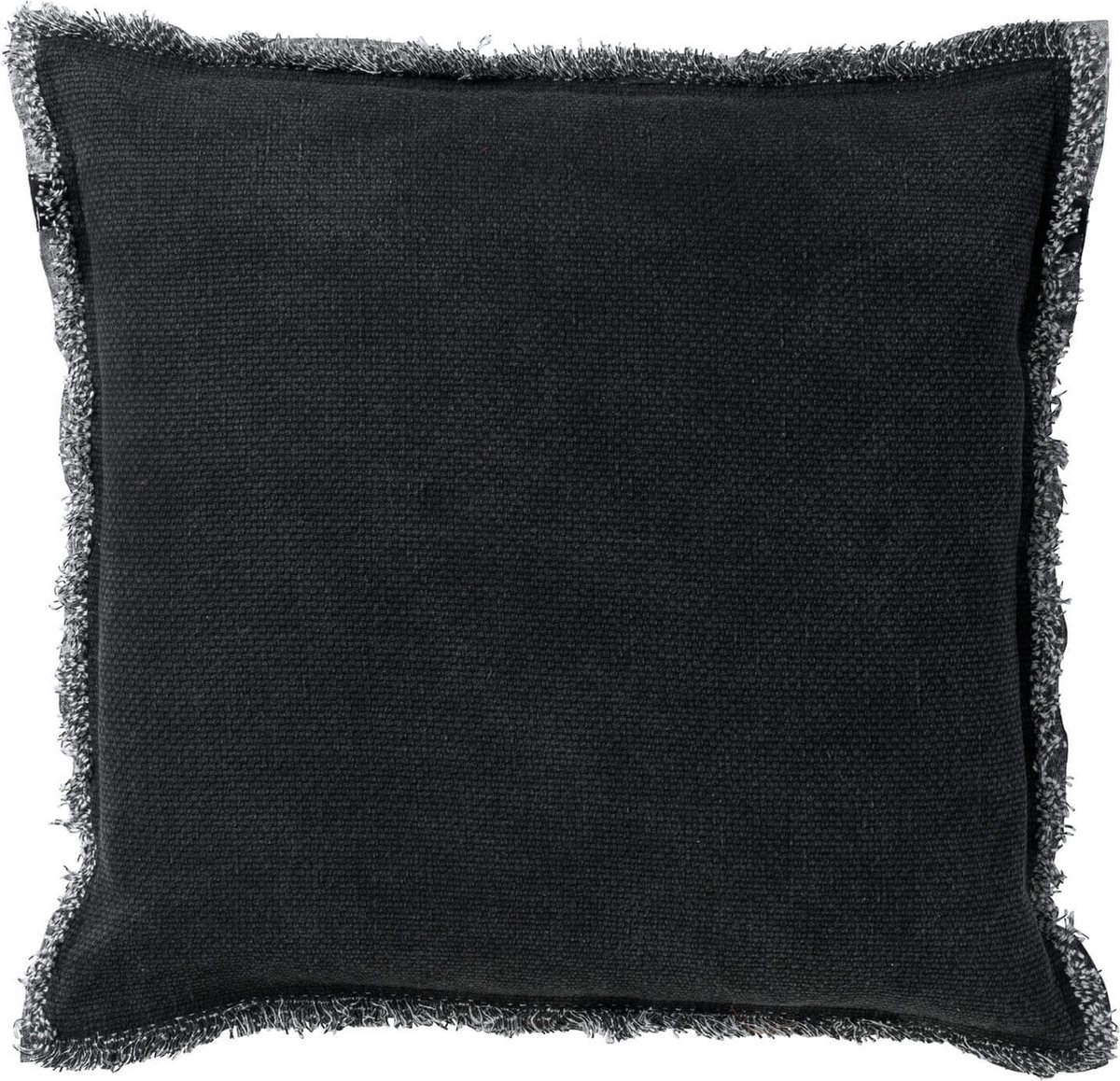 Dutch Decor BURTO - Kussenhoes 45x45 cm - gewassen katoen - Raven - zwart - met rits - zonder binnenkussen