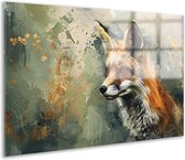Vos glas schilderij - Dieren wanddecoratie - Glasschilderij Verfspatten - Wanddecoratie kinderkamer - Plexiglas - Decoratie slaapkamer acrylglas 75x50 cm