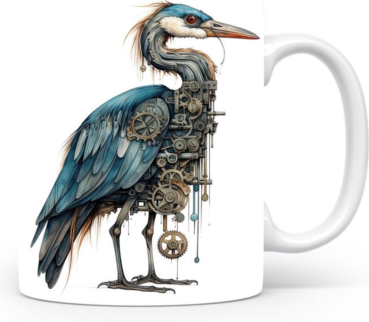 Mok met Grote blauwe reiger