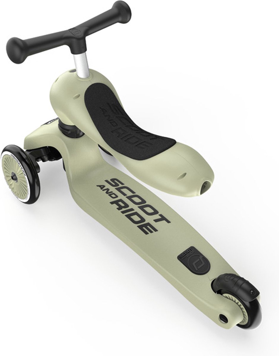 Scoot & Ride Highwaykick 1 – 2-in-1 Kinderstep – Loopfiets en Step in Één – Zonder Gereedschap Ombouwbaar – Veilig en Stabiel – Olijf — afbeelding 8