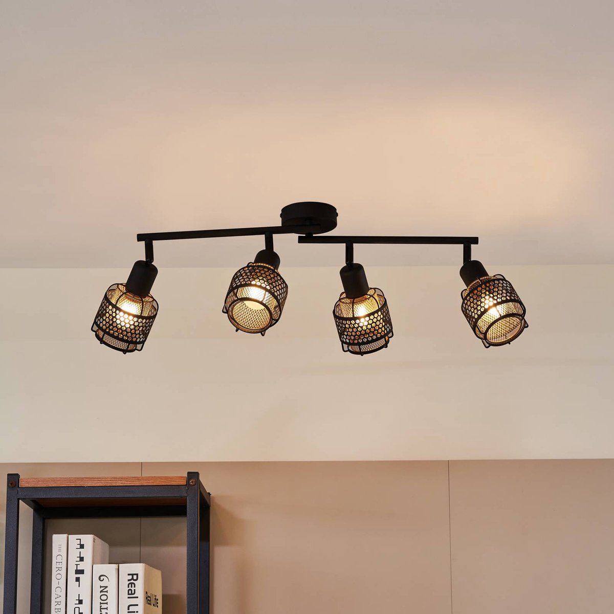 Lindby buitenspot 4lichts ijzer H: 22.5 cm E14 zwart goud