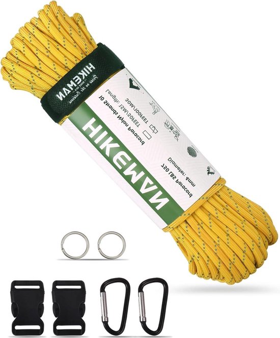 EDCX Nylon Paracord 550 (15, 30, 50, 100 en 300 m) – 4 mm Type III, scheurvast parachutekoord voor overleving Gemaakt van 100% nylon met 7 draden
