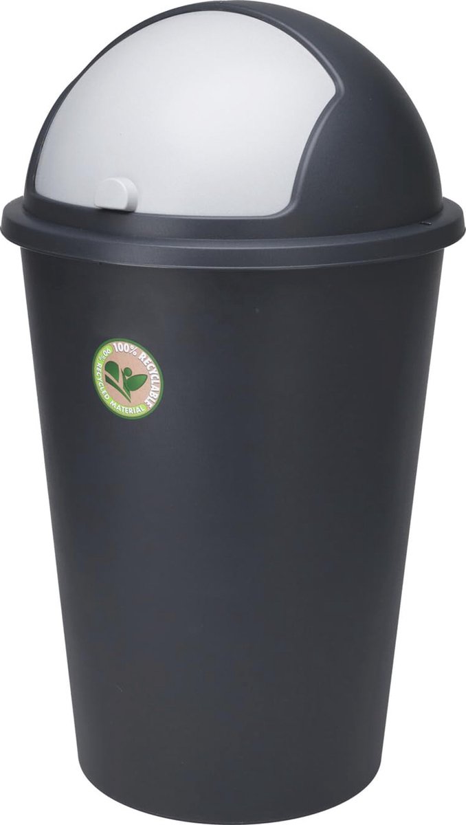 Goedkoopste Afvalemmer met Schommeldeksel - 50L, Kunststof, 90 Gerecycled, Antraciet