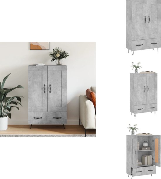 vidaXL Hoge kast 69,5x31x115 cm bewerkt hout hoogglans wit, hoge kast met lade, opbergkast, zijkast, kast, bijzetkast, dressoir, buffetkast, wandkast