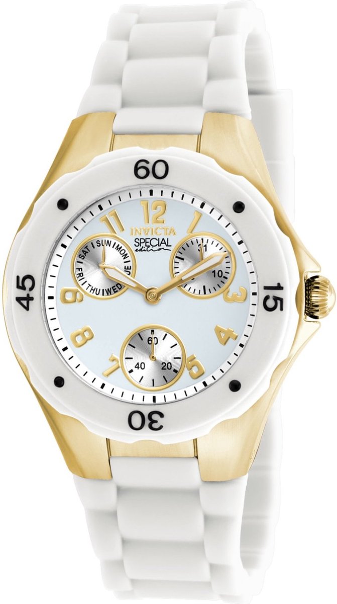 Invicta Angel 18796 Dames Horloge - Waterdicht - Analoog - Quartz Uurwerk - Roestvrij Staal met witte Wijzerplaat - 38mm