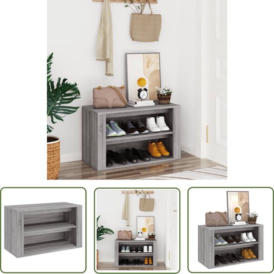 vidaXL Schoenenkast 30x35x100 cm bewerkt hout gerookt eikenkleurig, opbergrek voor schoenen, opbergstellage voor schoenen, schoenenordener