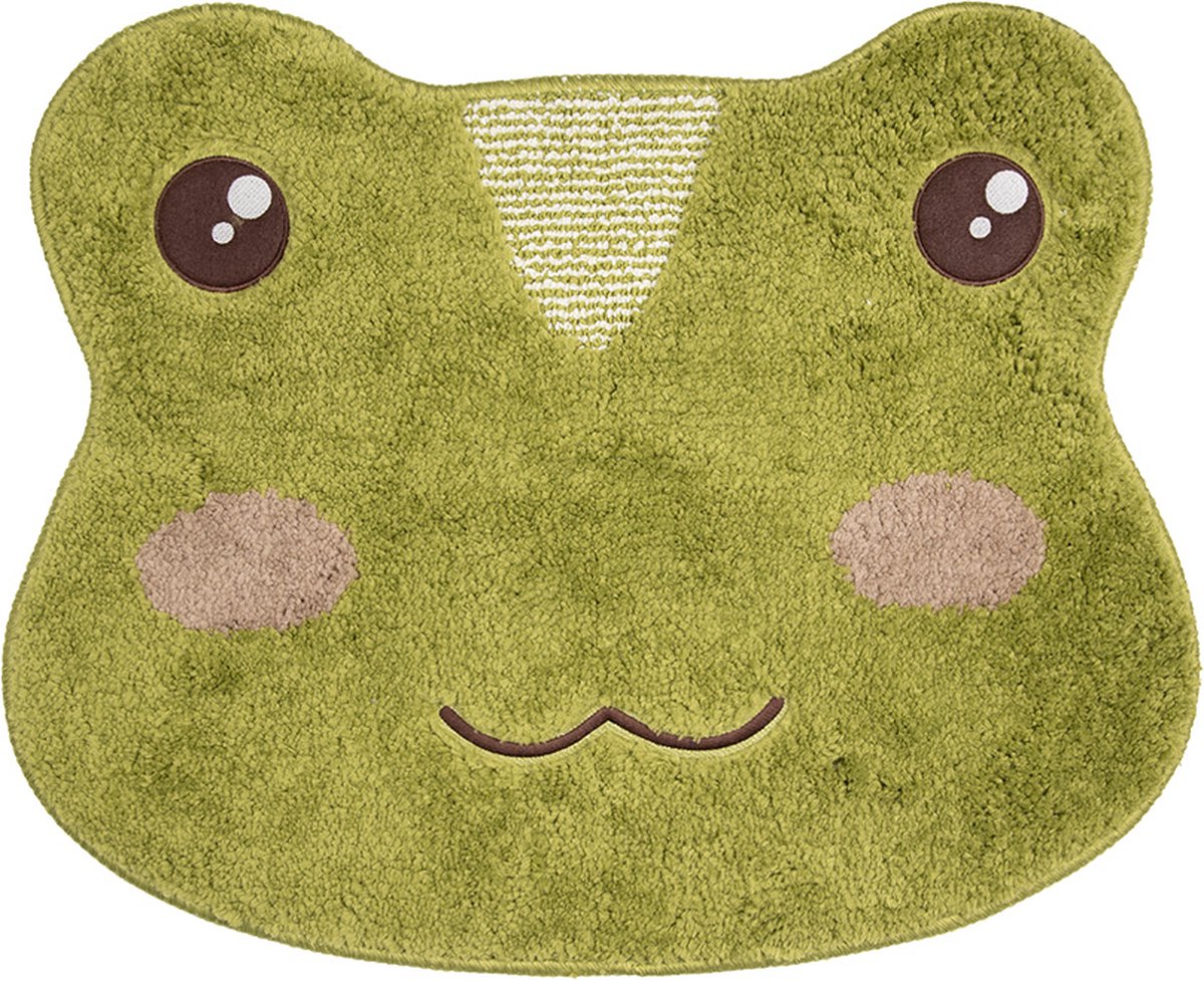 Clayre & Eef Badmat 60x48x1 cm Groen Polyester Kikker