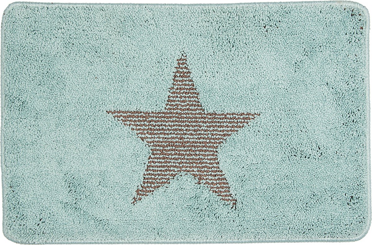 Badmat 58x38x1 cm Blauw Polyester Ster