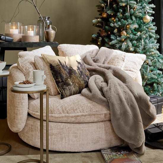 LOBERON Housse de coussin Aurignac gris/doré