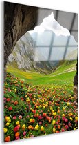 doorkijk schilderij op glas - Bloemen wanddecoratie - Glasschilderijen Planten - Schilderijen op glas industrieel - Schilderijen plexiglas - Wanddecoratie slaapkamer acrylglas 100x150 cm