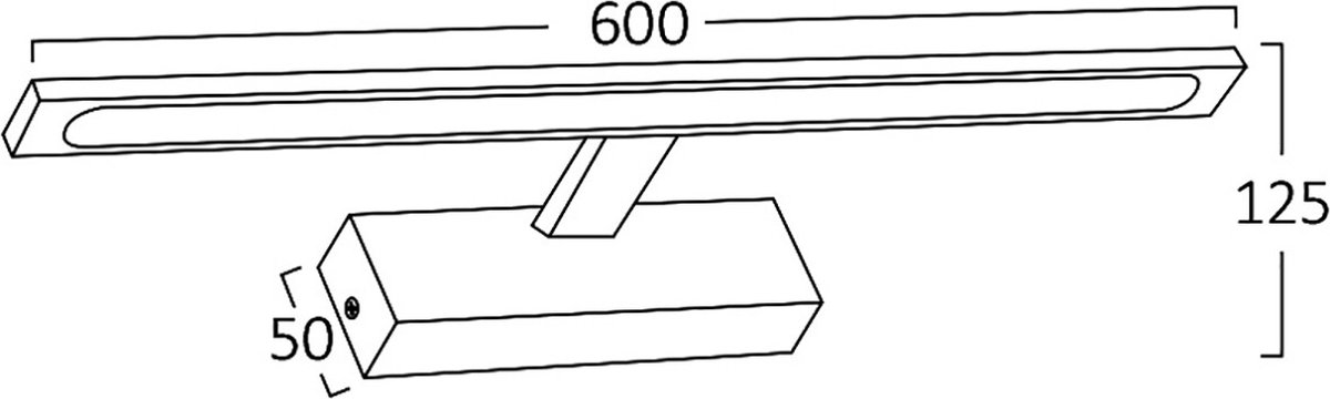 LED Spiegellamp - Brinton Armin - 12W 900lm - Warm Wit 3000K - IP44 - Rechthoek - Chroom