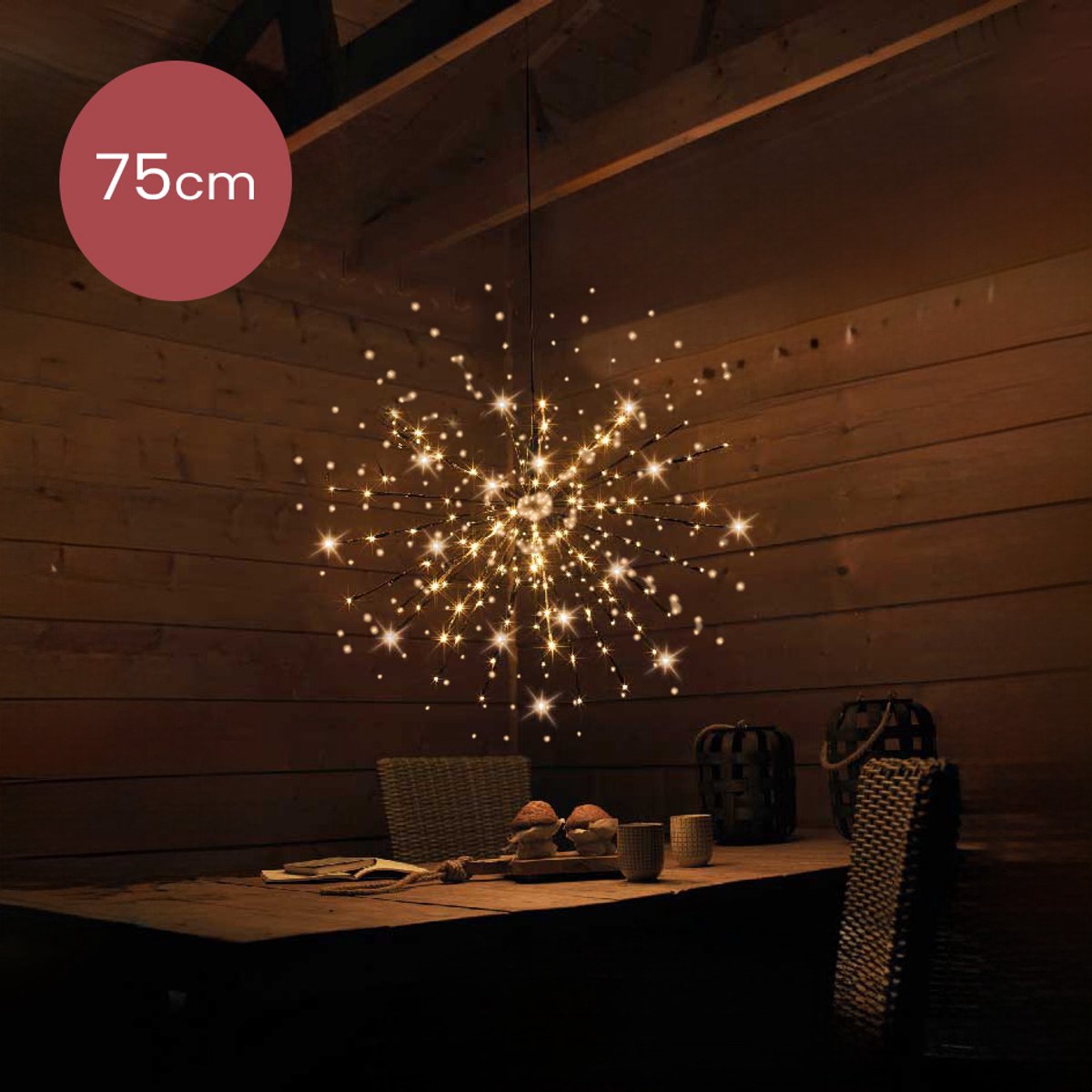 Poolster koper met 144 micro LED lampjes - super warm wit - Ø 75CM