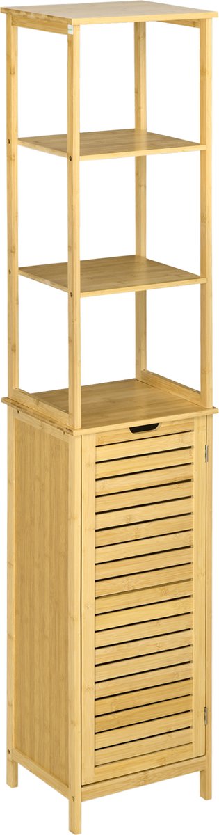 kleankin badkamerkast - met 3 planken - natuurlijk hout