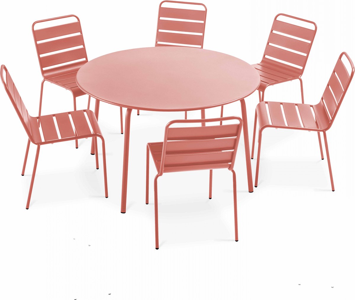Oviala - Set van een ronde tuin tafel en 6 kleur stoelen - Palavas