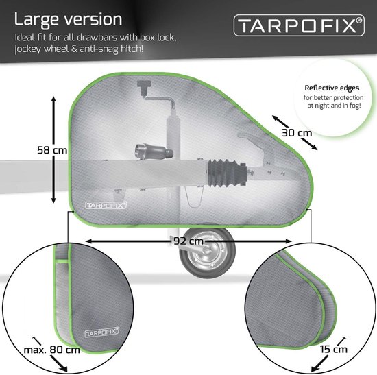 Housse De Protection Pour Timon De Remorque/caravane - Double Fermeture à Clic, Tissu Oxford PVC Imperméable | Protection Contre Intempéries, UV Et Corrosion