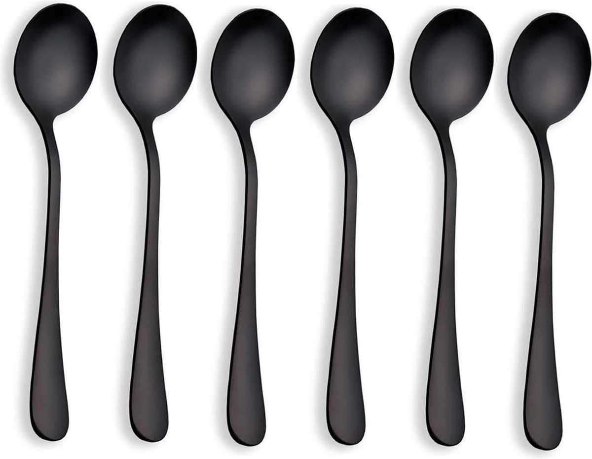 Elegante Zwarte Soeplepels Set van 6 voor Luxe Dineren