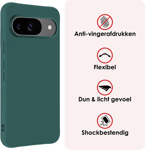 Coque adaptée pour Google Pixel 9, coque arrière en Siliconen , vert foncé, lot de 2