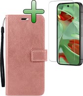 Coque pour Google Pixel 9 Pro XL - Bookcase à rabat avec protection d'écran - Étui pour Google Pixel 9 Pro XL - Or rose