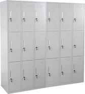 Locker Boston T829, lockerkast kluisje, metaal 18 vakken ~ grijs