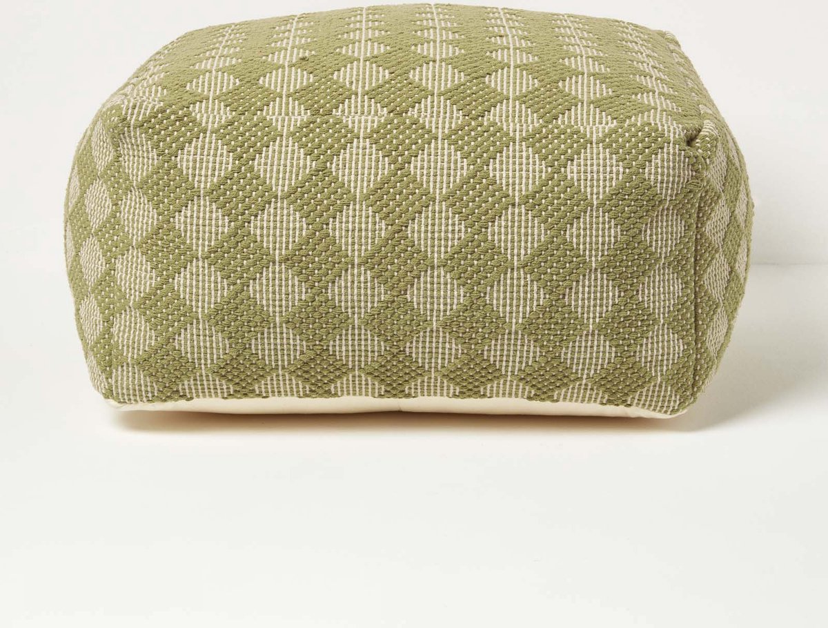 Homescapes Poef Lima met ruitpatroon 55 x 30 cm - zitzakkruk groen