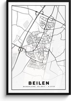 Cadre photo avec affiche - Carte - Beilen - Zwart - Wit - 80x120 cm - Cadre pour affiche