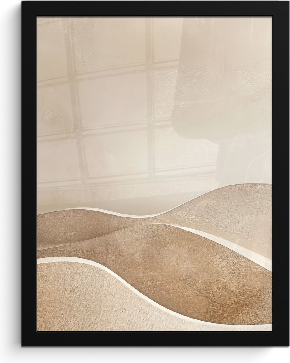 FrameYourWall Poster in lijst - Fotolijst 30x40 cm - Posters - Beige - Natuur - Abstract - Modern - Posterlijst zwart - Decoratie - Wanddecoratie woonkamer - Muurdecoratie slaapkamer Beige - Landschap