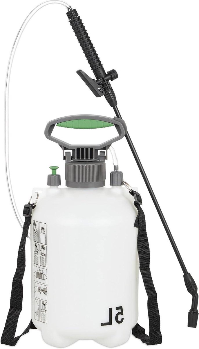 5-liter verstelbare drukspuit voor planten - mondstuk verstellen - draagriem - wit