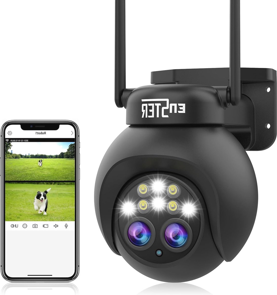 Draadloze Dual Bewakingscamera voor Buiten met HD 2K en Bewegingsdetectie