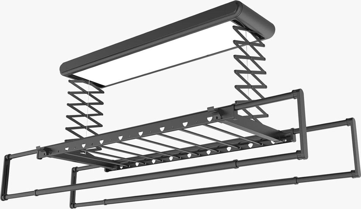 Verstelbaar Plafond Kleding Droogrek met Afstandsbediening en LED Verlichting