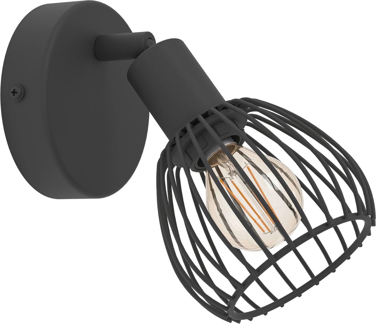 Wandlamp black metal met zwenkbare spot voor woonkamer en slaapkamer - Industrieel design