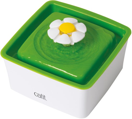 Catit Senses Drinkfontein Mini Bloem - Wit/Groen - 18,2 x 18,2 x 12 cm