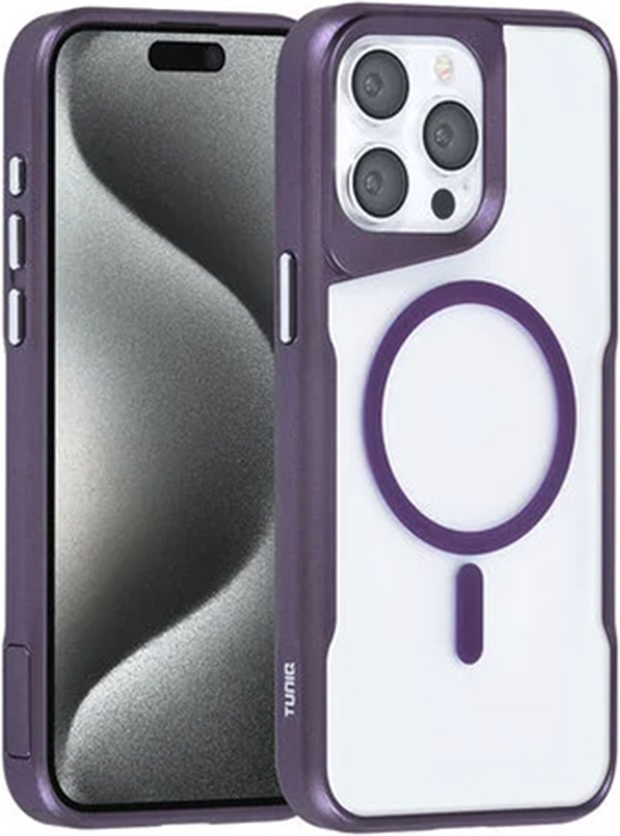 TUNIQ telefoonhoesje voor Apple iPhone 15 Pro Max - MagSafe siliconen backcover - Paars