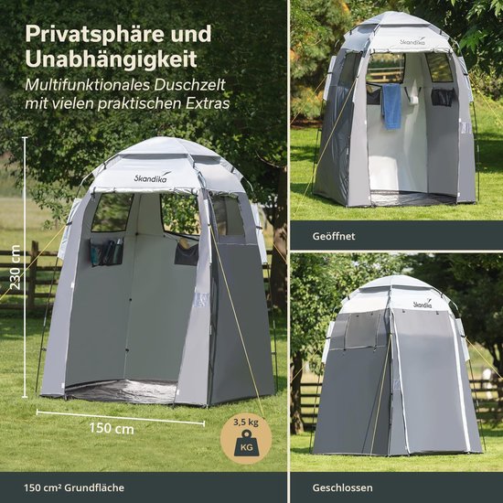 Grote Camping Douchetent met 230 cm Stahoogte - Veelzijdige Omkleedtent voor Douche en Toilet van Lumaland — afbeelding 2