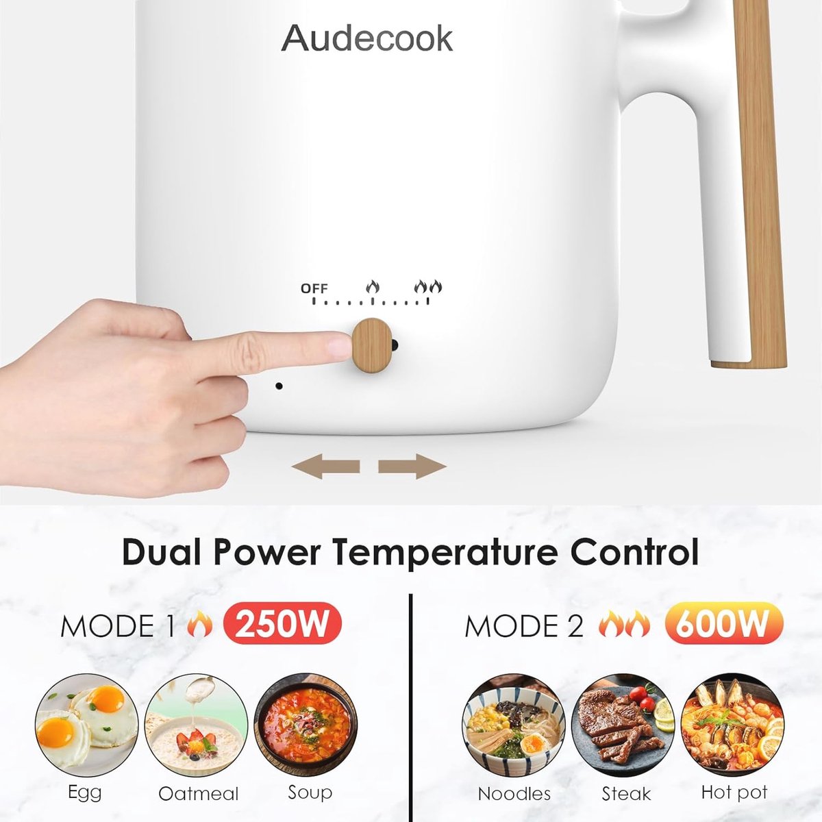 Elektrische Hot Pot, 2 liter, draagbare mini anti-aanbak-multikoker met
