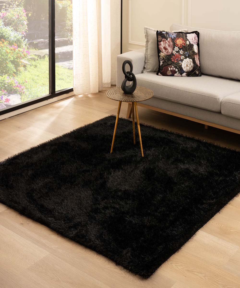Velvet vloerkleed vierkant - Posh zwart 240x240