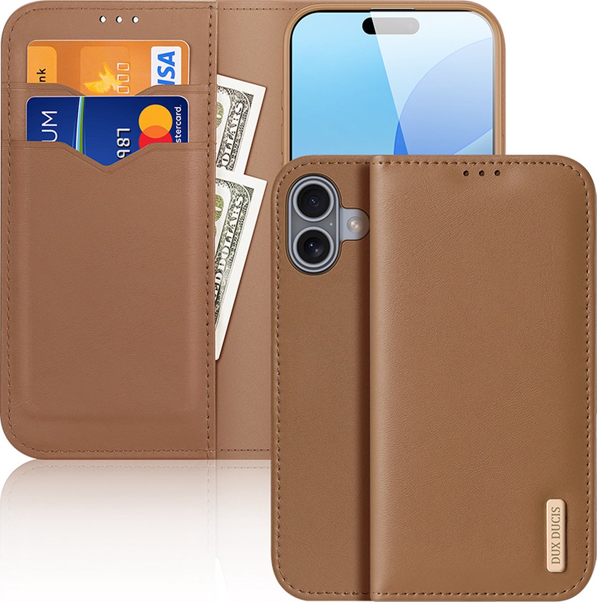 Dux Ducis - Telefoonhoesje geschikt voor Apple iPhone 16 - Hivo Series Case - Bruin