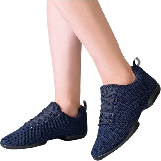 Suny Baskets de Danse 170 avec Semelle Fendue pour Femme Salsa, Latin, Bachata - Baskets de Danse pour Intérieur et Extérieur - SUNY - Blauw - 38