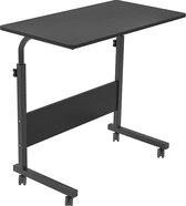 Bol.com Laptoptafel op Wieltjes - Zwart - 80 cm x 40 cm - In Hoogte Verstelbaar - Bedtafeltje met Wielen - Ontbijttafel aanbieding