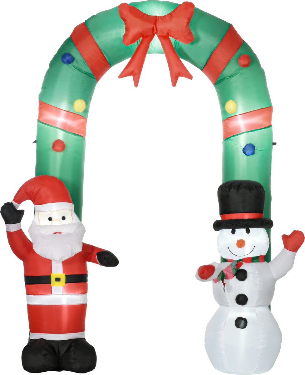 HOMCOM Opblaasbare kerstboog Polyester 198L x 80B x 245H cm Meerkleurig