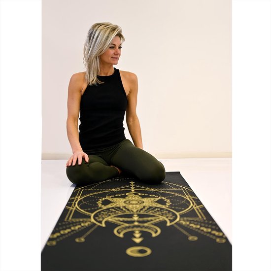 Love Generation ● Design Yoga Mat ● Fitness Mat ● Sacred Print ● Zwart van Love Generation — afbeelding 3