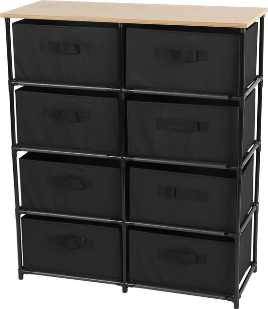 Urban Living Commode/Organisateur - avec 8 tiroirs - noir - 76 x 30 x 89 cm - bois/métal - armoires pour entrée/bureau