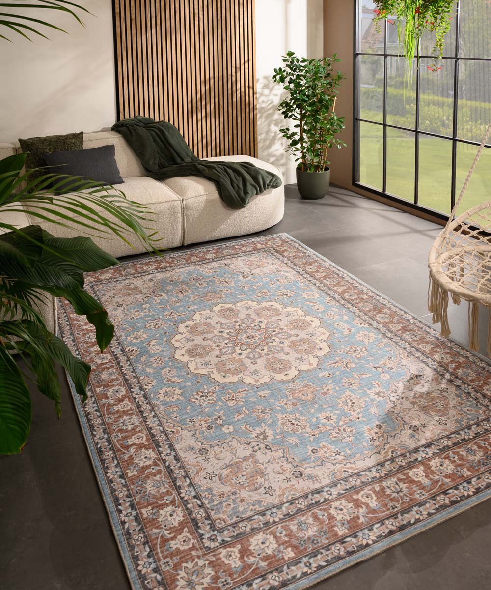 Vintage buitenkleed - Valenca Nova lichtblauw/beige 230x330 cm