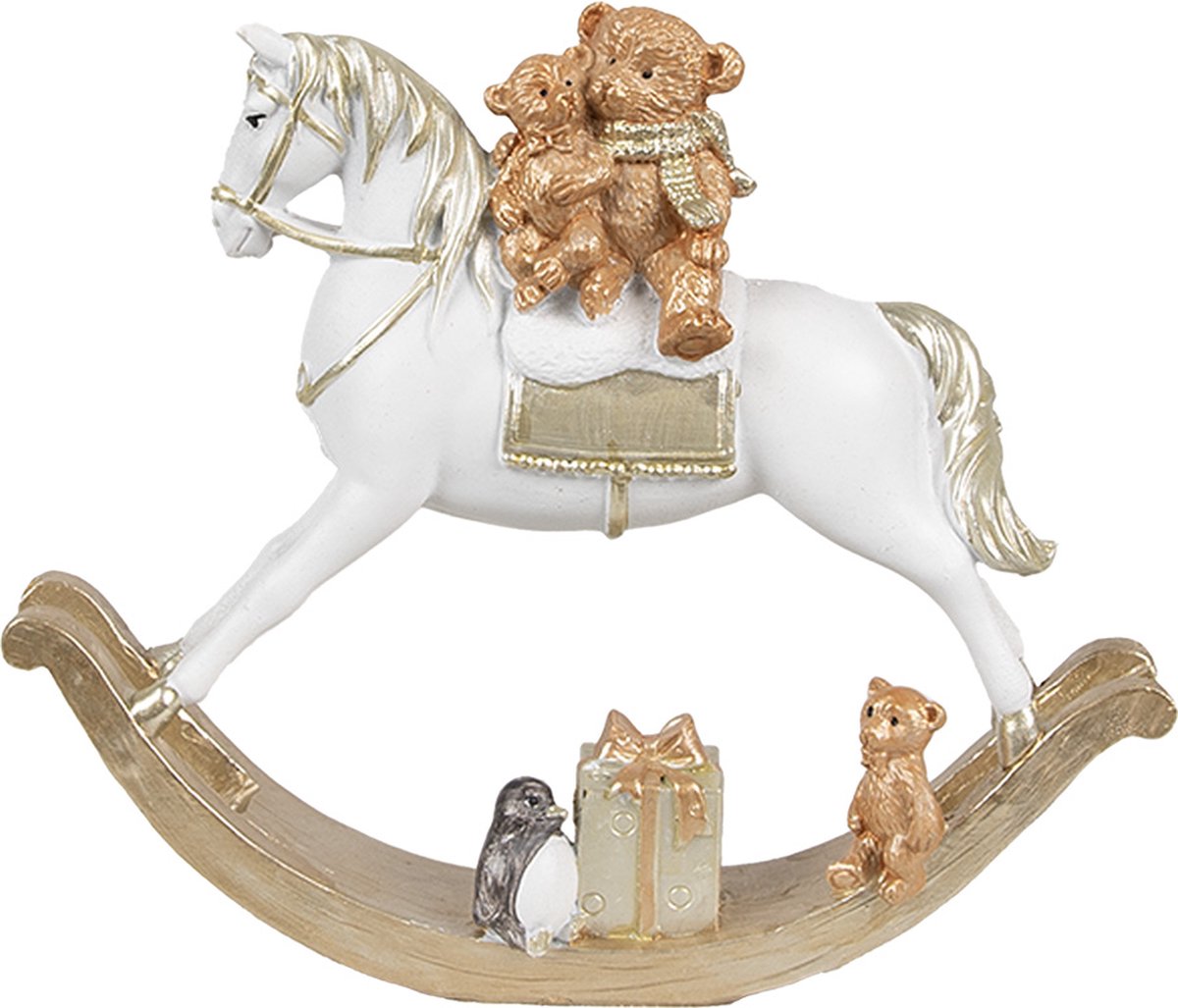 Clayre & Eef Beeld Hobbelpaard 15 cm Wit Kunststof